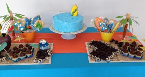 mesa do bolo festa tema verao e praia