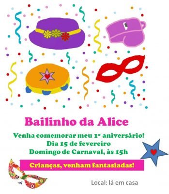 convite bailinho carnaval infantil