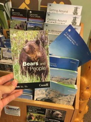 Guia sobre ursos no centro de visitantes em Banff