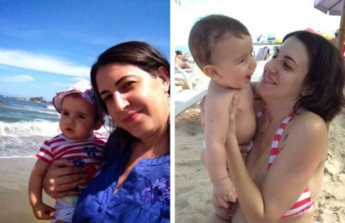 primeira vez com bebe na praia