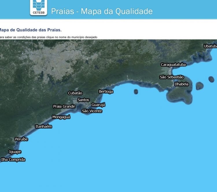 Mapa de qualidade das praias de sp