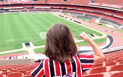 Fizemos o tour guiado do estádio do Morumbi, casa do São Paulo Futebol Clube