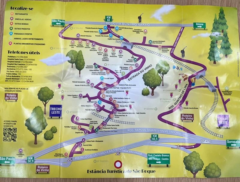 mapa roteiro do vinho em são roque