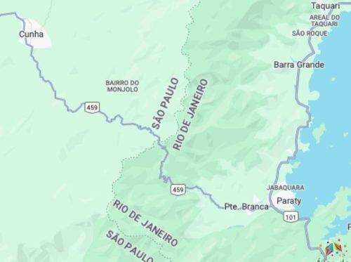 mapa Estrada Real Cunha- Paraty