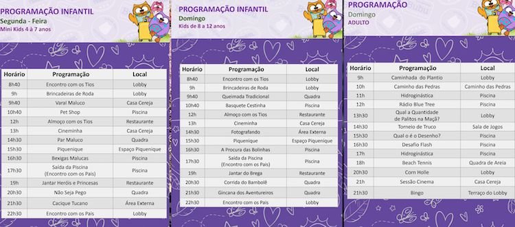 programacao do blue tree Thermas de Lins