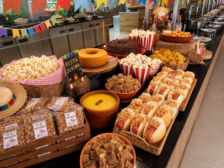 comidas típicas de festa junina do São Pedro Thermas Resort 